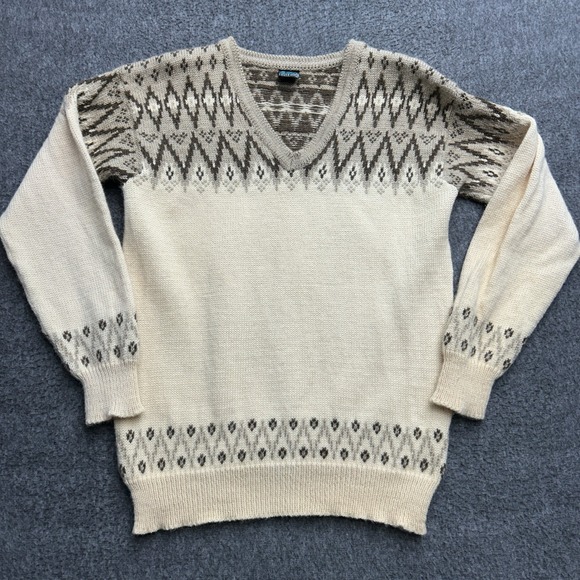 Dale of Norway Sweater Mens 54 Large 100% Wool Fair Isle Pullover Ivory Beige
